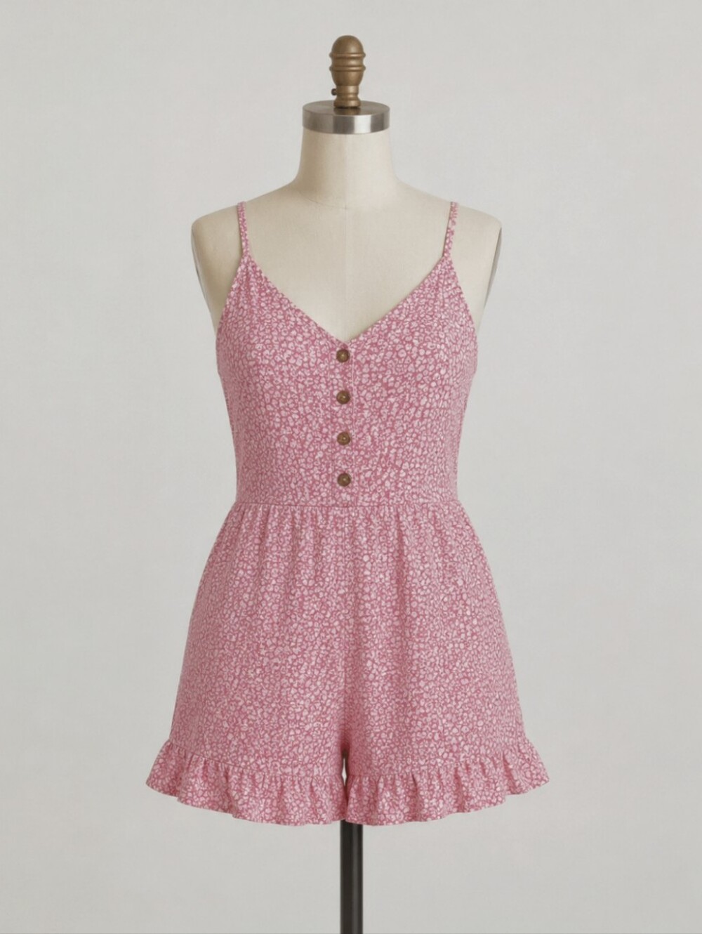 GeeGee Pink Leopard Print Ruffle Romper  Size 1XL NWT Romantic Whimsical